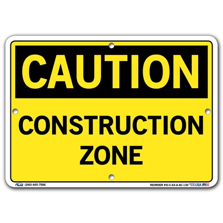 Vestil Aluminum Composite Sign, 7-1/2" Height, 10-1/2" Width, Aluminum Composite, Rectangle, English SI-C-64-A-AC-130